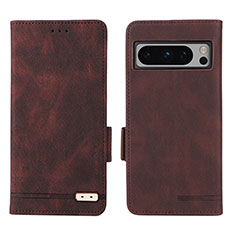 Leather Case Stands Flip Cover Holder L06Z for Google Pixel 8 Pro 5G Brown