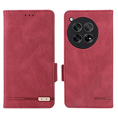 Leather Case Stands Flip Cover Holder L06Z for OnePlus Ace 3 5G Red