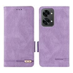 Leather Case Stands Flip Cover Holder L06Z for OnePlus Nord 2T 5G Purple