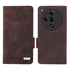 Leather Case Stands Flip Cover Holder L06Z for Oppo Find X7 5G Brown