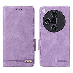 Leather Case Stands Flip Cover Holder L06Z for Oppo Find X7 Ultra 5G Purple