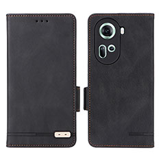 Leather Case Stands Flip Cover Holder L06Z for Oppo Reno11 5G Black