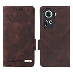 Leather Case Stands Flip Cover Holder L06Z for Oppo Reno11 5G Brown