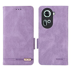 Leather Case Stands Flip Cover Holder L06Z for Oppo Reno11 5G Purple