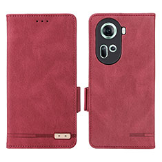 Leather Case Stands Flip Cover Holder L06Z for Oppo Reno11 5G Red