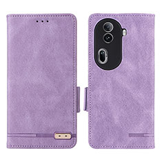 Leather Case Stands Flip Cover Holder L06Z for Oppo Reno11 Pro 5G Purple