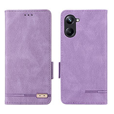 Leather Case Stands Flip Cover Holder L06Z for Realme 10 Pro 5G Purple