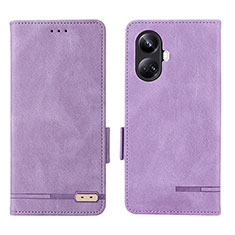 Leather Case Stands Flip Cover Holder L06Z for Realme 10 Pro+ Plus 5G Purple