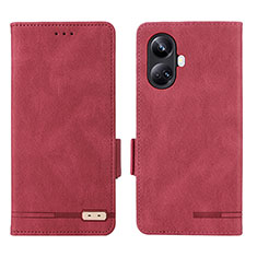 Leather Case Stands Flip Cover Holder L06Z for Realme 10 Pro+ Plus 5G Red