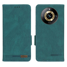 Leather Case Stands Flip Cover Holder L06Z for Realme 11 Pro 5G Green
