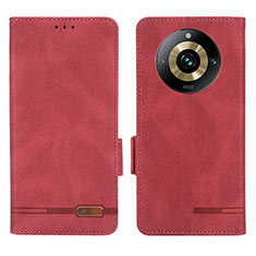 Leather Case Stands Flip Cover Holder L06Z for Realme 11 Pro+ Plus 5G Red