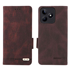Leather Case Stands Flip Cover Holder L06Z for Realme C51 Brown