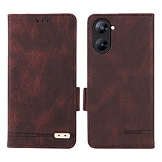 Leather Case Stands Flip Cover Holder L06Z for Realme Q5x 5G Brown