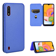 Leather Case Stands Flip Cover Holder L06Z for Samsung Galaxy A01 SM-A015 Blue