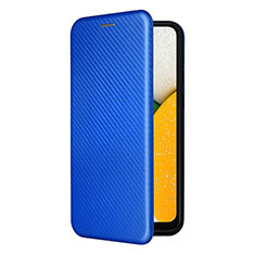 Leather Case Stands Flip Cover Holder L06Z for Samsung Galaxy A03 Core Blue