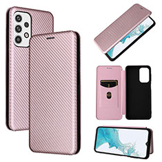 Leather Case Stands Flip Cover Holder L06Z for Samsung Galaxy A23 5G Rose Gold