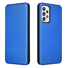 Leather Case Stands Flip Cover Holder L06Z for Samsung Galaxy A73 5G Blue