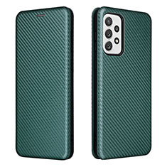 Leather Case Stands Flip Cover Holder L06Z for Samsung Galaxy A73 5G Green