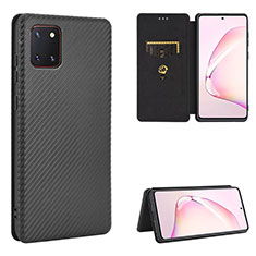 Leather Case Stands Flip Cover Holder L06Z for Samsung Galaxy A81 Black