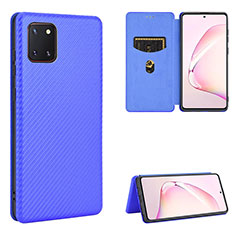 Leather Case Stands Flip Cover Holder L06Z for Samsung Galaxy A81 Blue