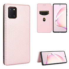 Leather Case Stands Flip Cover Holder L06Z for Samsung Galaxy A81 Rose Gold
