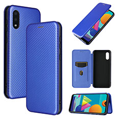 Leather Case Stands Flip Cover Holder L06Z for Samsung Galaxy M02 Blue