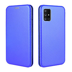 Leather Case Stands Flip Cover Holder L06Z for Samsung Galaxy M40S Blue
