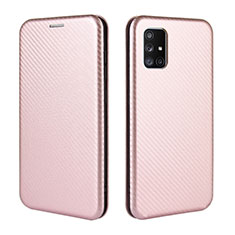 Leather Case Stands Flip Cover Holder L06Z for Samsung Galaxy M40S Rose Gold