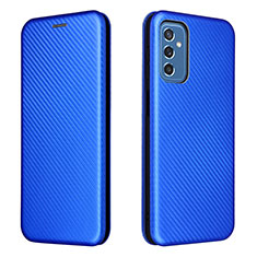 Leather Case Stands Flip Cover Holder L06Z for Samsung Galaxy M52 5G Blue