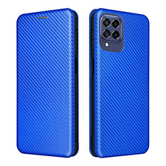 Leather Case Stands Flip Cover Holder L06Z for Samsung Galaxy M53 5G Blue