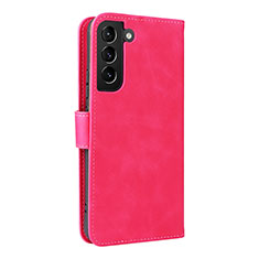 Leather Case Stands Flip Cover Holder L06Z for Samsung Galaxy S21 Plus 5G Hot Pink