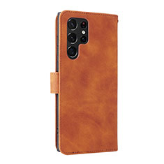 Leather Case Stands Flip Cover Holder L06Z for Samsung Galaxy S21 Ultra 5G Brown