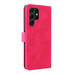 Leather Case Stands Flip Cover Holder L06Z for Samsung Galaxy S21 Ultra 5G Hot Pink