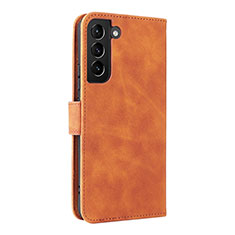 Leather Case Stands Flip Cover Holder L06Z for Samsung Galaxy S22 5G Brown