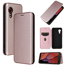 Leather Case Stands Flip Cover Holder L06Z for Samsung Galaxy XCover 5 SM-G525F Rose Gold