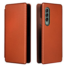 Leather Case Stands Flip Cover Holder L06Z for Samsung Galaxy Z Fold4 5G Brown