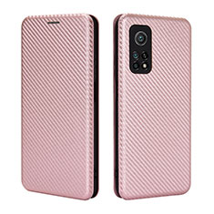 Leather Case Stands Flip Cover Holder L06Z for Xiaomi Mi 10T 5G Rose Gold