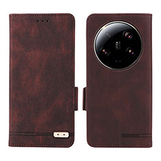 Leather Case Stands Flip Cover Holder L06Z for Xiaomi Mi 13 Ultra 5G Brown
