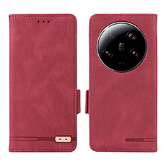 Leather Case Stands Flip Cover Holder L06Z for Xiaomi Mi 13 Ultra 5G Red