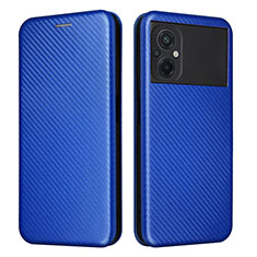 Leather Case Stands Flip Cover Holder L06Z for Xiaomi Poco M5 4G Blue