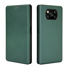 Leather Case Stands Flip Cover Holder L06Z for Xiaomi Poco X3 Pro Green