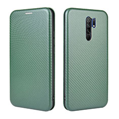 Leather Case Stands Flip Cover Holder L06Z for Xiaomi Redmi 9 Green