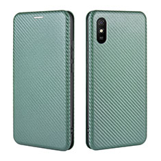 Leather Case Stands Flip Cover Holder L06Z for Xiaomi Redmi 9i Green