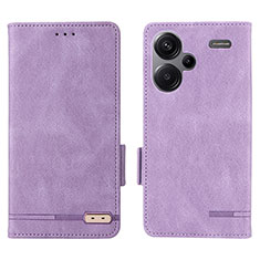 Leather Case Stands Flip Cover Holder L06Z for Xiaomi Redmi Note 13 Pro+ Plus 5G Purple