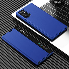 Leather Case Stands Flip Cover Holder L07 for Samsung Galaxy S21 Ultra 5G Blue