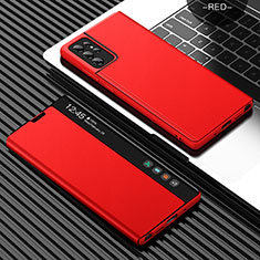 Leather Case Stands Flip Cover Holder L07 for Samsung Galaxy S21 Ultra 5G Red