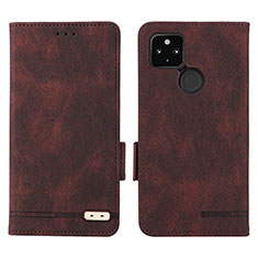 Leather Case Stands Flip Cover Holder L07Z for Google Pixel 4a 5G Brown