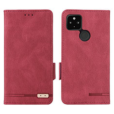 Leather Case Stands Flip Cover Holder L07Z for Google Pixel 5 XL 5G Red