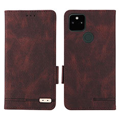 Leather Case Stands Flip Cover Holder L07Z for Google Pixel 5a 5G Brown