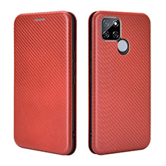 Leather Case Stands Flip Cover Holder L07Z for Realme V3 5G Brown